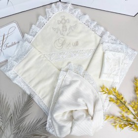 Утеплена крижма з іменною вишивкою для дівчинки "Хрещення Анни"